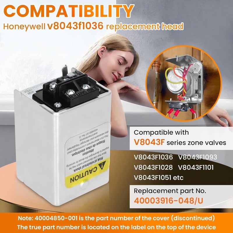 Werhoo 40003916-048 V8043F1036 Zone Valve Replacement Head for V8043F1036 V8043F1093 V8043F1028 V8043F1101 V8043F1051 honeywell Zone Valve with End Switch 50/60 Hz 24V Normally Closed Boiler Switch - Image 3